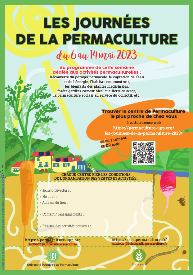 Journées de la permaculture Agro écologie Jardinage écoconstruction potager bâtiment durable énergie